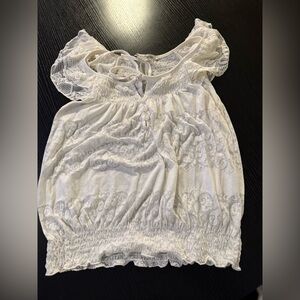American Rag Cream Lace Detail Top